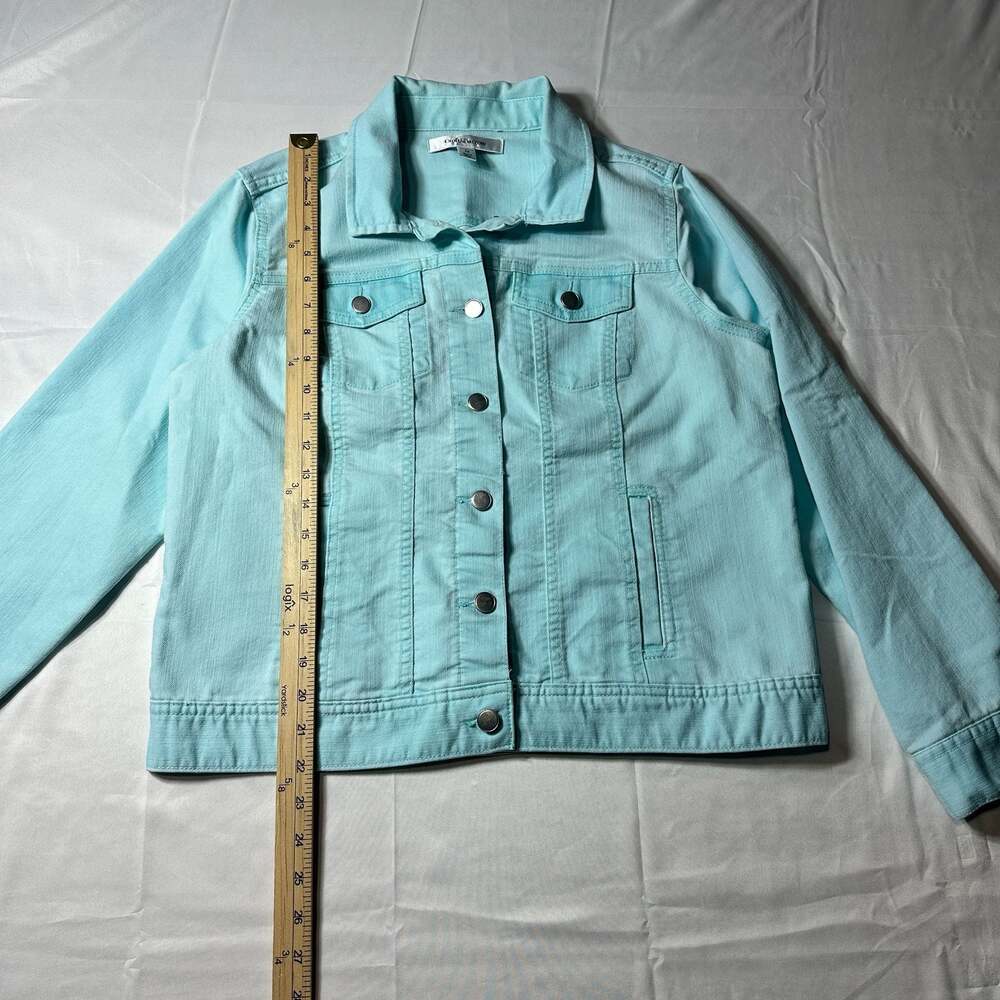 Croft & Barrow Women’s Aqua Stretch Denim Jacket Button Front Size Medium - Picture 3 of 8
